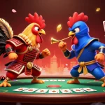 Uno scontro dinamico al casinò non aams con vivaci galli 3D in lotta tra elementi di poker ed effetti drammatici.