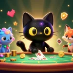 Jouer sur un casino en ligne fiable avec un chat noir trou noir au centre d'une table cosmique.