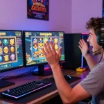 Excited player engaging with the spaceman88 online slot game during an immersive gaming session.